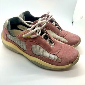 018- EUC- Women's Vintage PRADA World Cup Sneakers Pink Suede (EU 35 1/2 US  5)